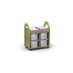 Carrello degli ecomateriali Eureka vasca in legno con contenitori in plastica By Habitat per Bambini di 2H arredi per asilo