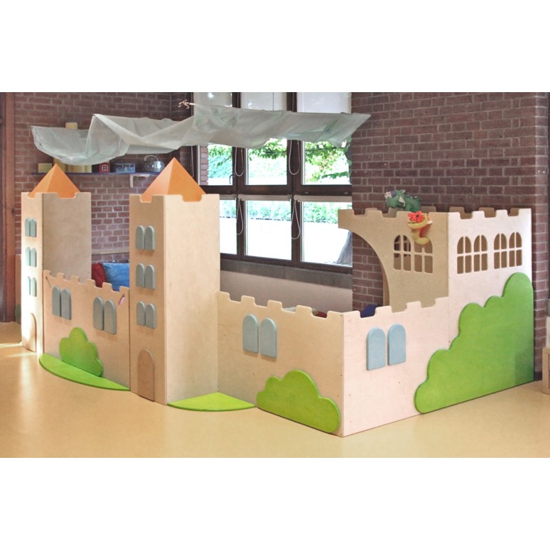 Contenitore Il Castello 2 torrette a 4 ripianicancelletto e ripiano centrale By Habitat per Bambini di 2H arredi per asilo