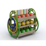 Gym Carrello psicomotorio a 3 ripiani (escluse attrezzature) in legno By Habitat per Bambini di 2H arredi per asilo