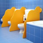 Pannello divisorio WC Privacy sagomato in polietilene colorato 74 x 90 cm By Habitat per Bambini di 2H arredi per asilo