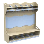 ac0114 Spogliatoio Irene 6 posti con vano porta scarpe e mensola appendiabiti in legno by Habitat per Bambini di 2H arredi per asilo
