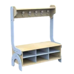 ad0113 Spogliatoio Lalla 6 posti con panca porta scarpe a 6 vani e mensola in legno by Habitat per Bambini di 2H arredi per asilo